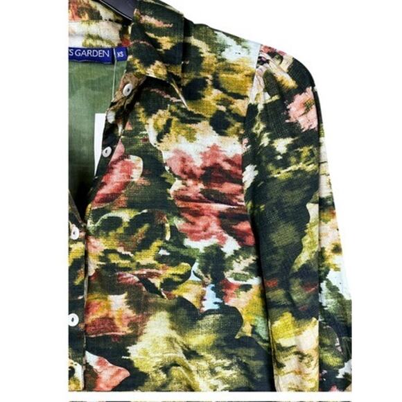 $200 Ro's Garden Romy Floral Print Tiered Dress | XS, Green NWT - Picture 7 of 13